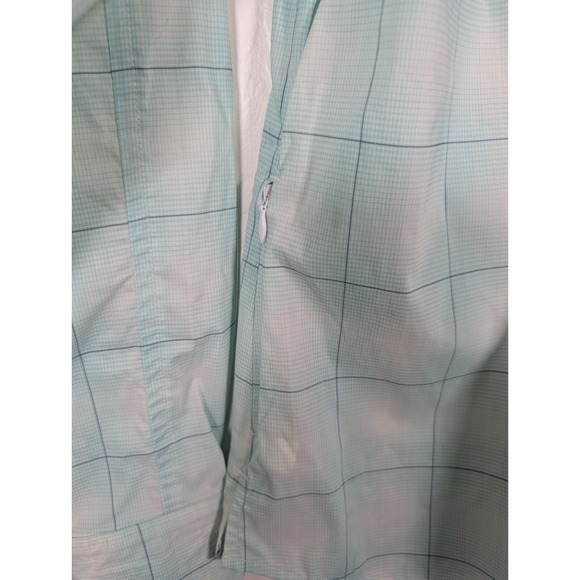 Athleta Top Women's Medium Green Plaid Long Roll Tab Sleeve Pockets Hiking - Picture 7 of 14